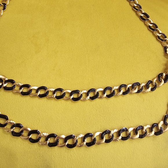 Vintage St John black enamel and gold double layer belt stunning main image 4